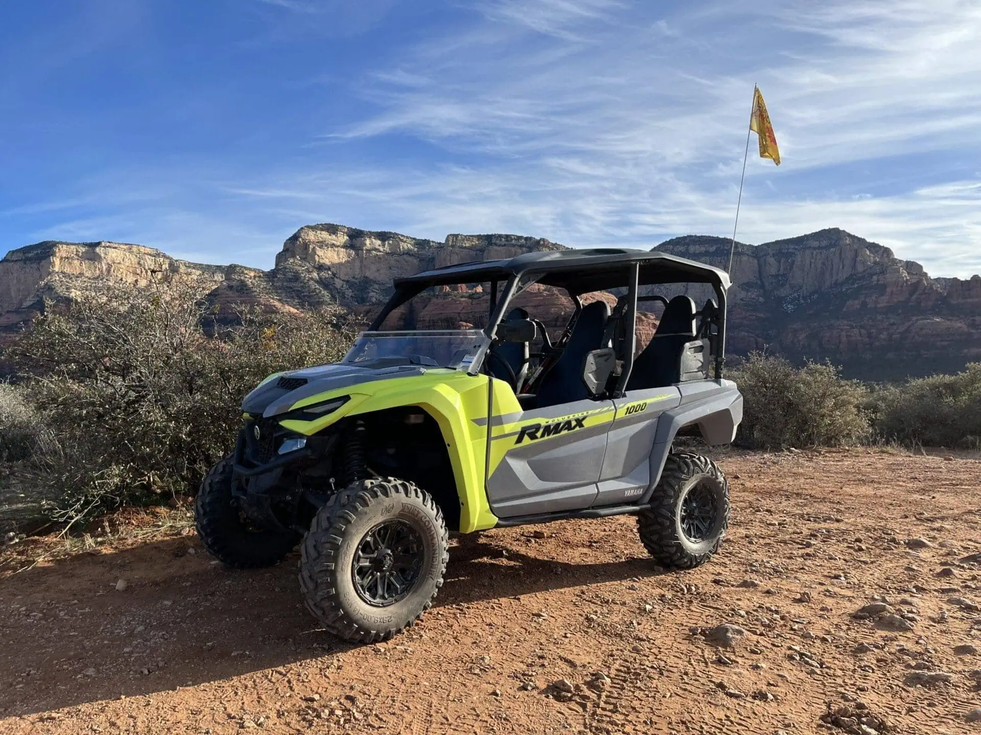 4-seater ATV Rental parked in front of secret wilderness of Sedona
