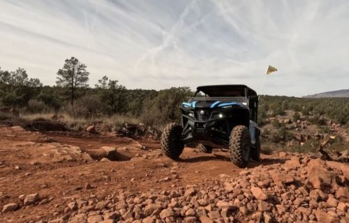 4-seater UTV Off-Roading on Red Rock Terrain