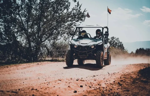 Moving shot of Vortex ATV Rental on an off-road trail near Sedona Arizona